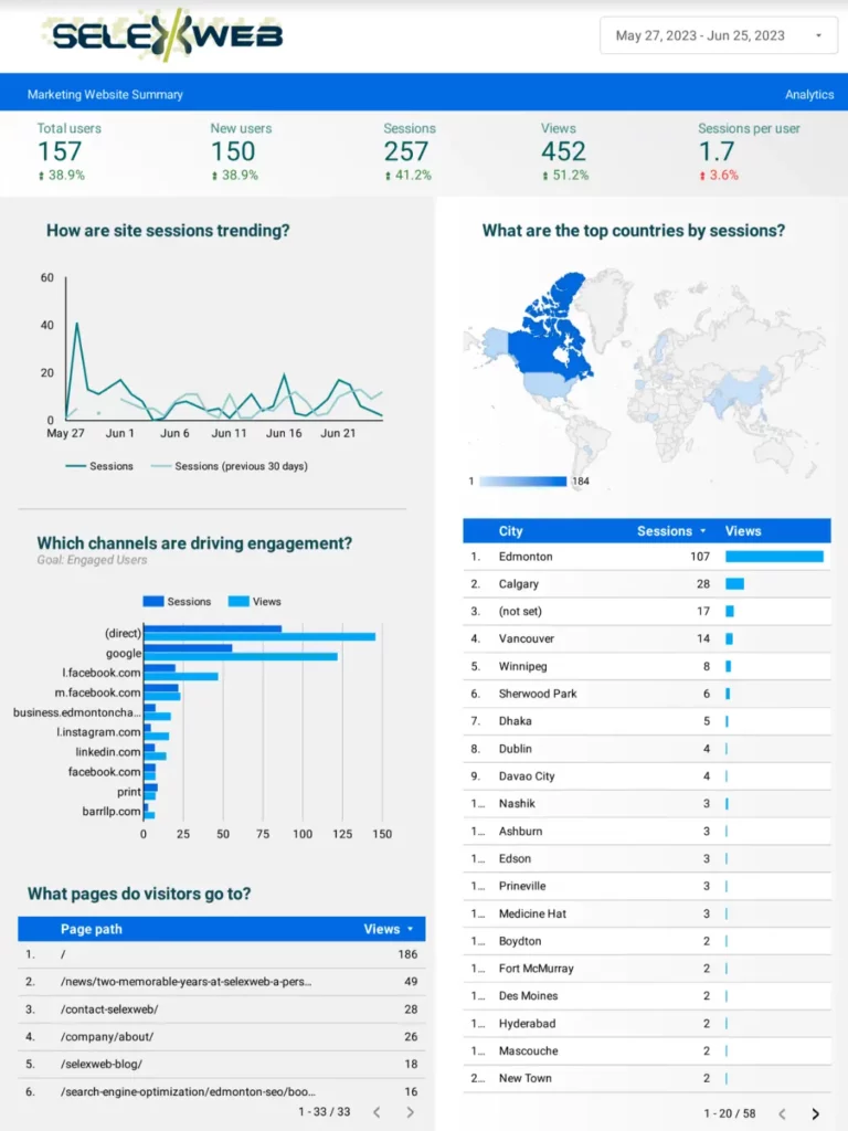 SelexWeb Monthly Last 30 Days Website Analytics - Report Overview