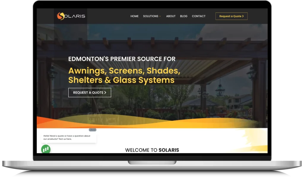 Website Design for Solaris Canada demo on Desktop